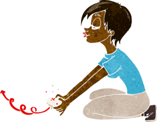 cartoon girl playing computer games