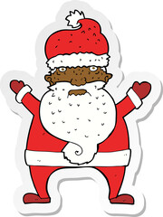 sticker of a cartoon ugly santa claus