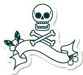 Fototapeta premium tattoo sticker with banner of cross bones