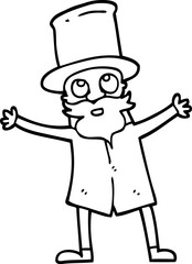 black and white cartoon victorian man