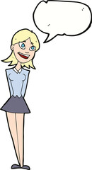 cartoon happy woman with speech bubble