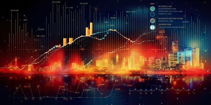 minimalistic design Big data analytics report. Infographic with graph and chart on abstract background