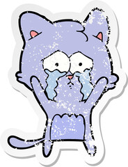 distressed sticker of a cartoon cat