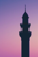 Minimalist Mosque Silhouette against Purple Sky
