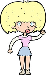 cartoon woman waving