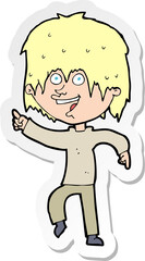 sticker of a cartoon happy boy