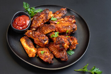 Spicy chicken  wings in bbq sauce , spicy chicken wings cooked in the air fryer