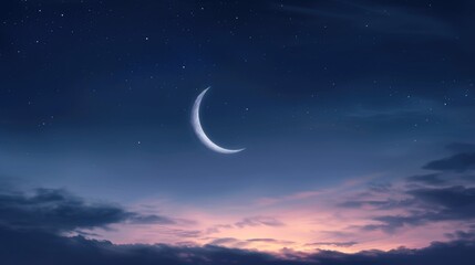 Obraz na płótnie Canvas Crescent moon and starry sky