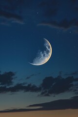 Fototapeta na wymiar Crescent moon and starry sky
