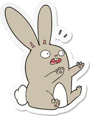 sticker of a cartoon startled rabbit
