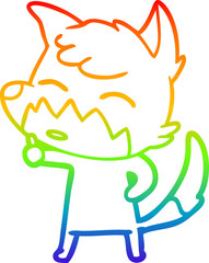 rainbow gradient line drawing cartoon fox