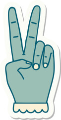 peace symbol two finger hand gesture sticker