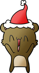 happy bear gradient cartoon of a wearing santa hat