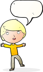 cartoon happy boy with speech bubble