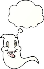 cartoon spooky ghost and thought bubble in smooth gradient style