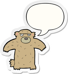 cartoon bear and speech bubble sticker