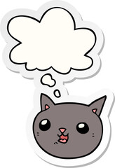 cartoon cat and thought bubble as a printed sticker
