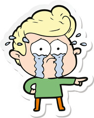 sticker of a cartoon crying man