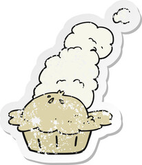 retro distressed sticker of a cartoon hot pie