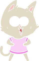 funny flat color style cartoon cat