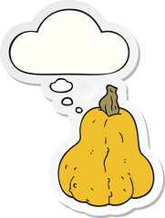 cartoon squash and thought bubble as a printed sticker