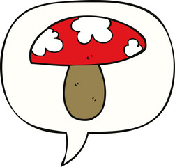 cartoon mushroom and speech bubble