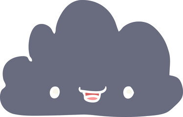 happy flat color style cartoon cloud