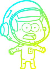 cold gradient line drawing cartoon surprised astronaut