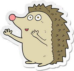 sticker of a cartoon cute hedgehog