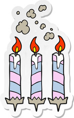 sticker of a cartoon birthday cake candles