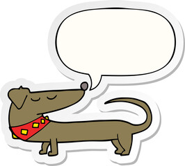 cartoon dog and speech bubble sticker