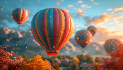 Fototapeta premium Hot air balloons in flight