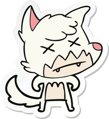 sticker of a cartoon dead fox