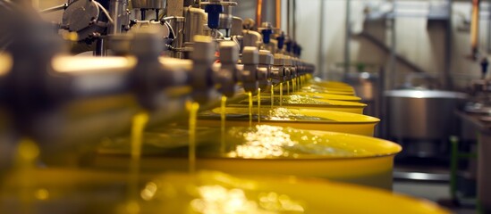 Modern equipment is used in the final stage of producing extra virgin olive oil.
