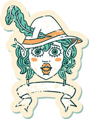 elf bard character face with banner illustration