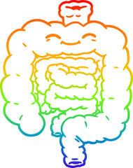 rainbow gradient line drawing cartoon intestines