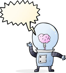 cartoon robot cyborg with speech bubble