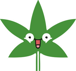 flat color retro cartoon marijuana leaf