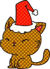 christmas cartoon of kawaii cat