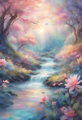Obraz na płótnie Canvas landscape with flowers