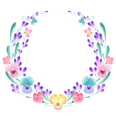 abstract floral frame  tulip women day 8 march hand draw art watercolor painting natural botanic Heart