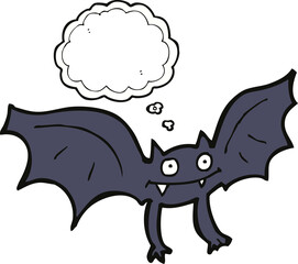 cartoon vampire bat with thought bubble