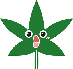 flat color retro cartoon marijuana leaf