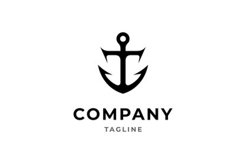 ship anchor logo in flat vector design style