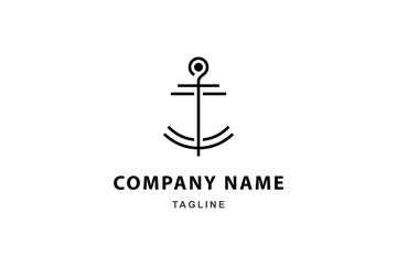 minimalist ship anchor logo with simple flat line design style