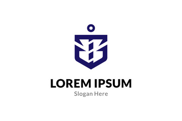 abstract ship anchor logo in flat design style