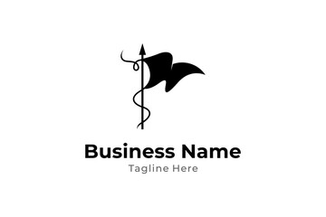 flag logo icon design template with spear