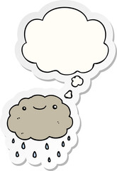 cartoon cloud and thought bubble as a printed sticker