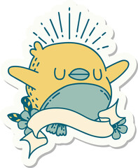 sticker of tattoo style flapping robin