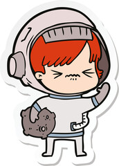 sticker of a cartoon astronaut woman